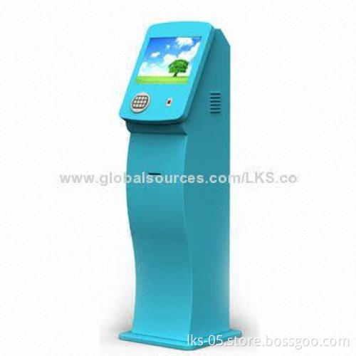 Free standing internet kiosk terminal with 17-inch touchscreen and printer function